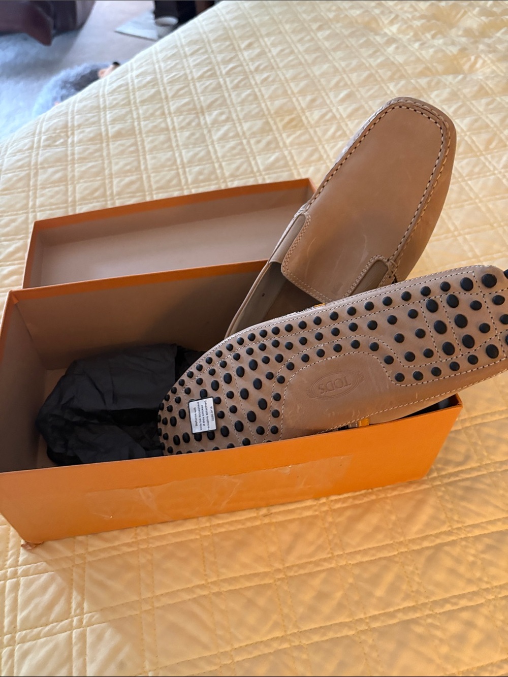 Men's Tan Leather Pebbled Sole Slip-On Loafers